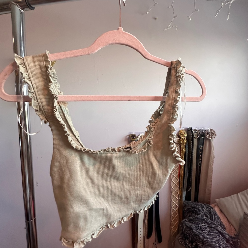 Zara Cream Ruffle Detail Top